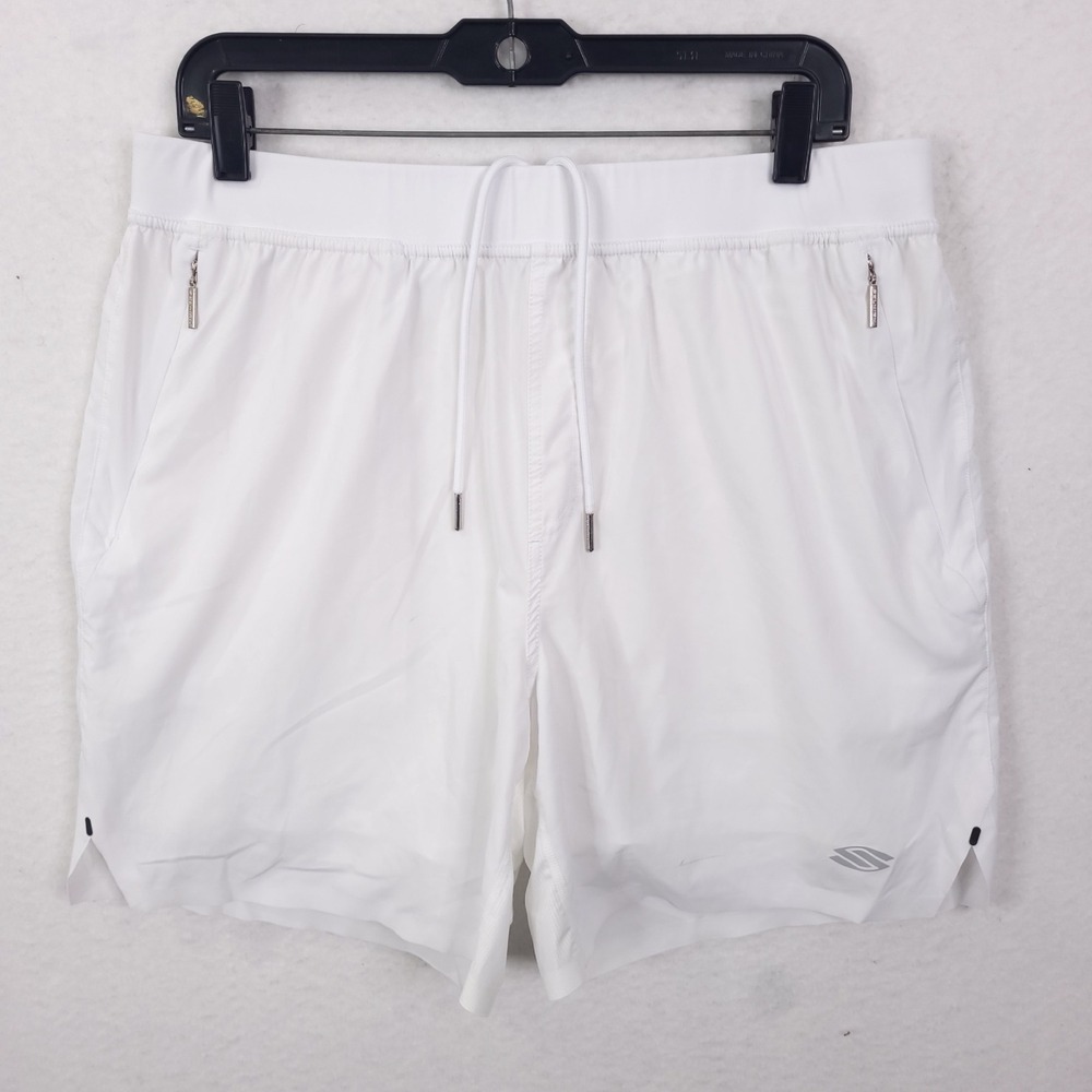 Selkirk Performance Pickleball Shorts Mens Large White Zipper Stretch Lined